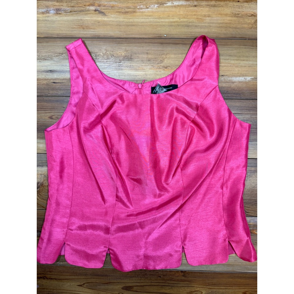 Ashley Stewart Pink Paradise Scallop Hem Sleeveless Top 14W NWT Special Occasion
